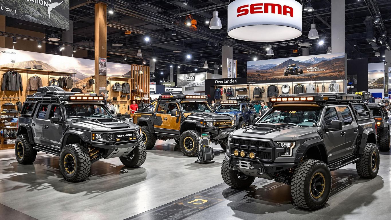 Hyper-realistic overlanding vehicles displayed at SEMA.