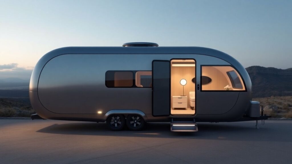 Luxurious Lightship AE.1 Cosmos electric travel trailer exterior.